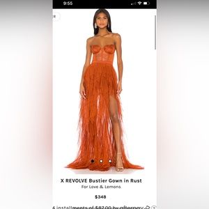 For love and lemons X revolve bustier gown in rust